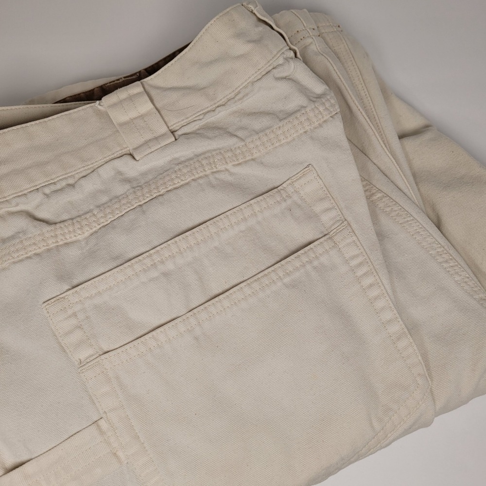 Duluth Trading Co Fire Hose Work Pants Men 40x34 Off-White Excellent Double Knee